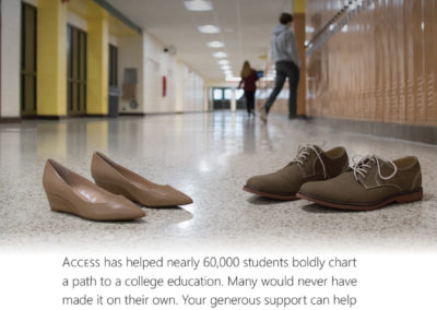 Access College Foundation | "Fill the Shoes" Ad Campaign with Maverick Marketing Advertising and Public Relations